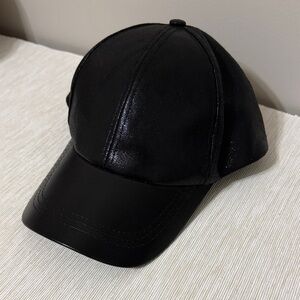 Black Leather Baseball Cap